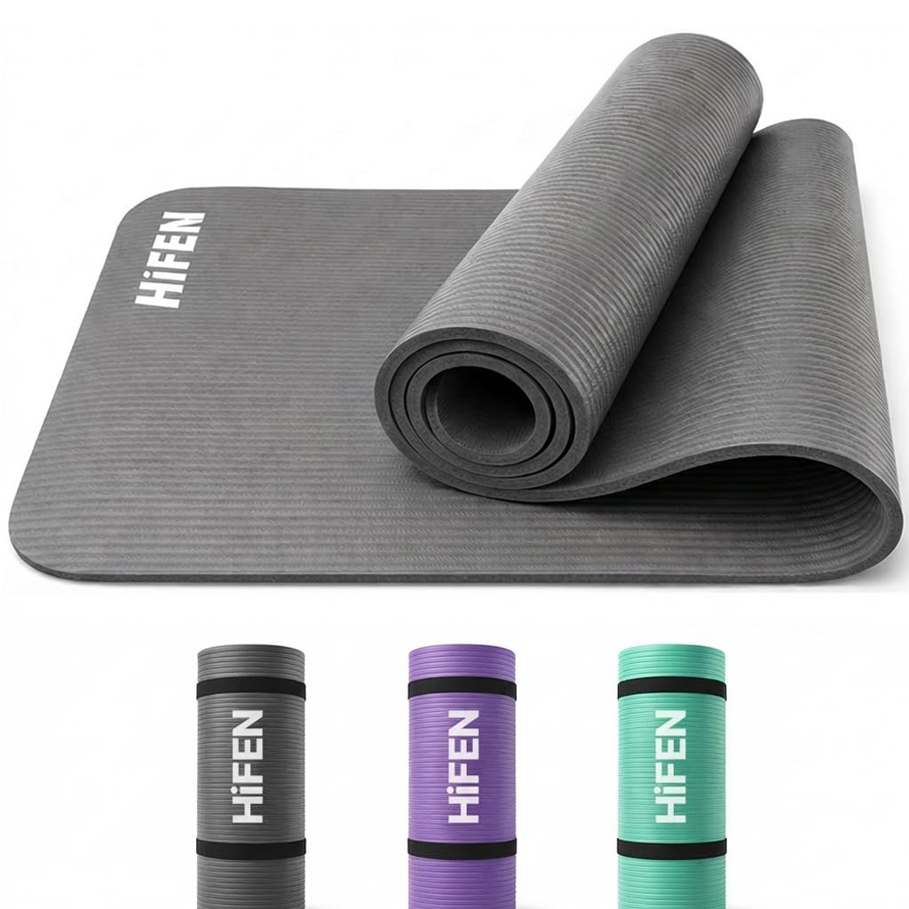 Yoga Mat, Extra Thick 8mm Non-Slip High Density Foam Exercise Mat with Carry Strap for Yoga, Pilates, Stretching, gymnastics mats Fitness & Workout Training Therapy – Home Gym Equipment Accessory