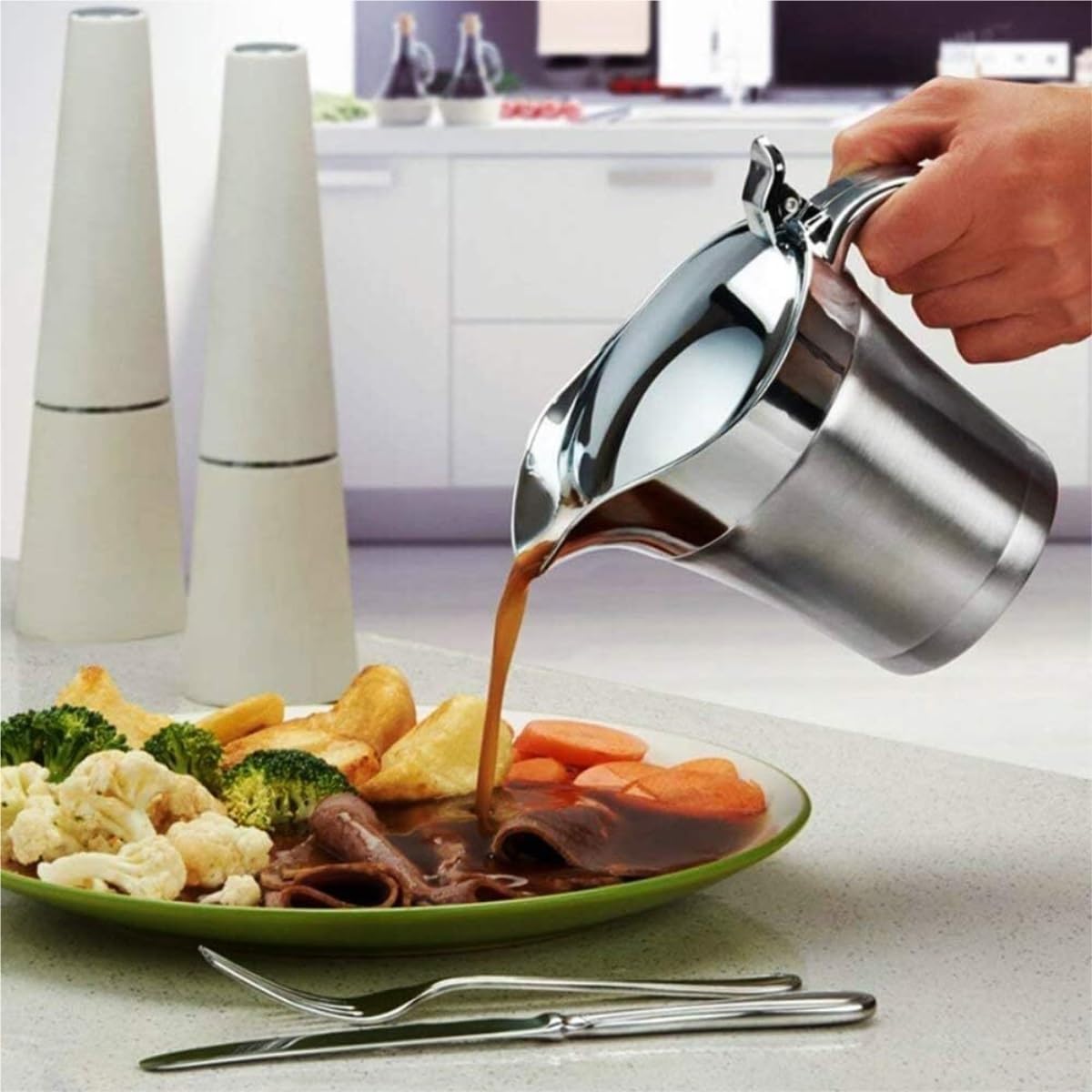 Amazon | カレーポット ソースカップ 蓋付きステンレス製グレービー