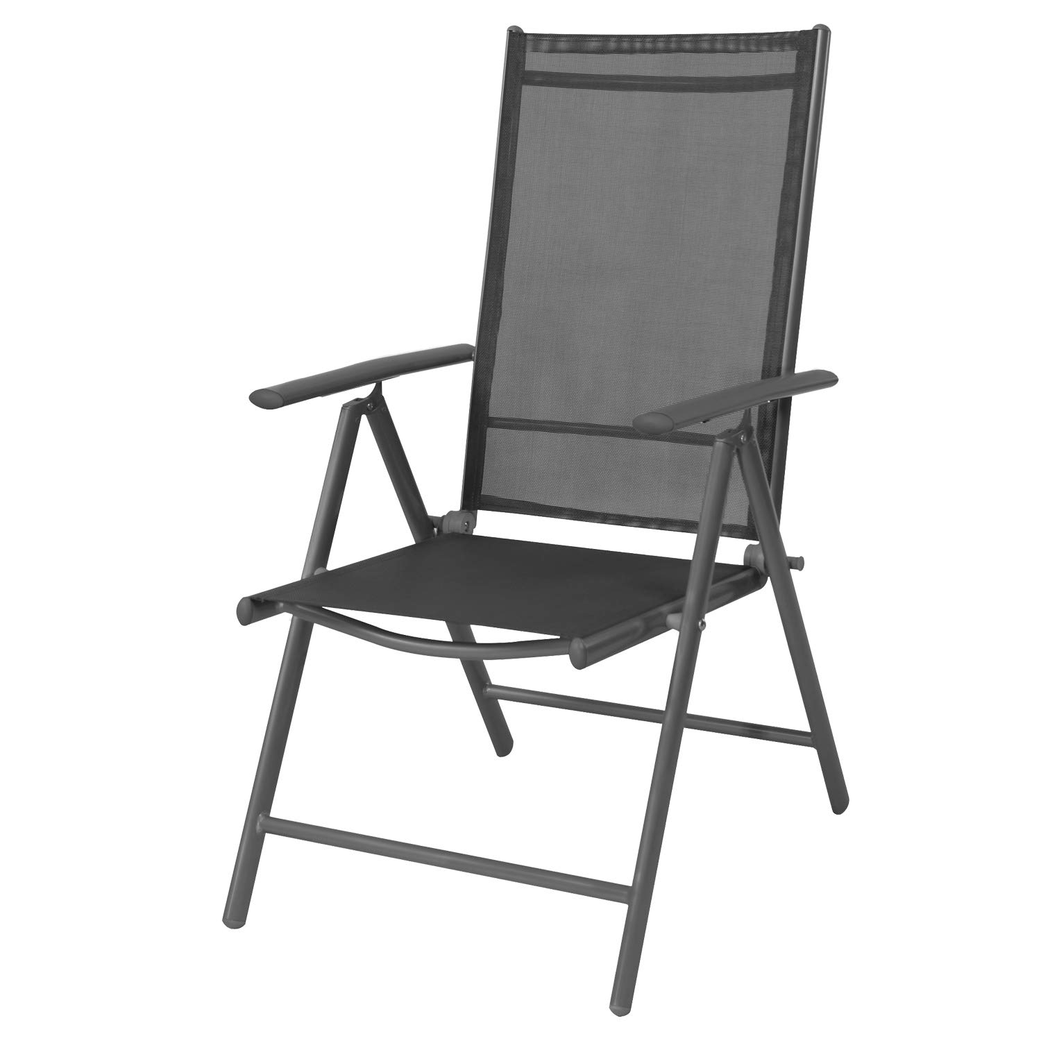 Mojawo - Sedia da Giardino con Schienale Alto, Regolabile in 7 Posizioni, Pieghevole, in Alluminio Resistente alle intemperie, Resistente alle intemperie, Colore: Antracite/Antracite