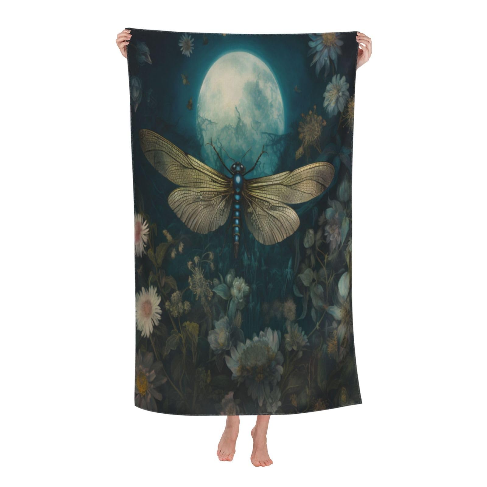LSRCPD Beach Towels Night Dragonfly Pool Camping Sports Gym For Men Women 80X130Cm
