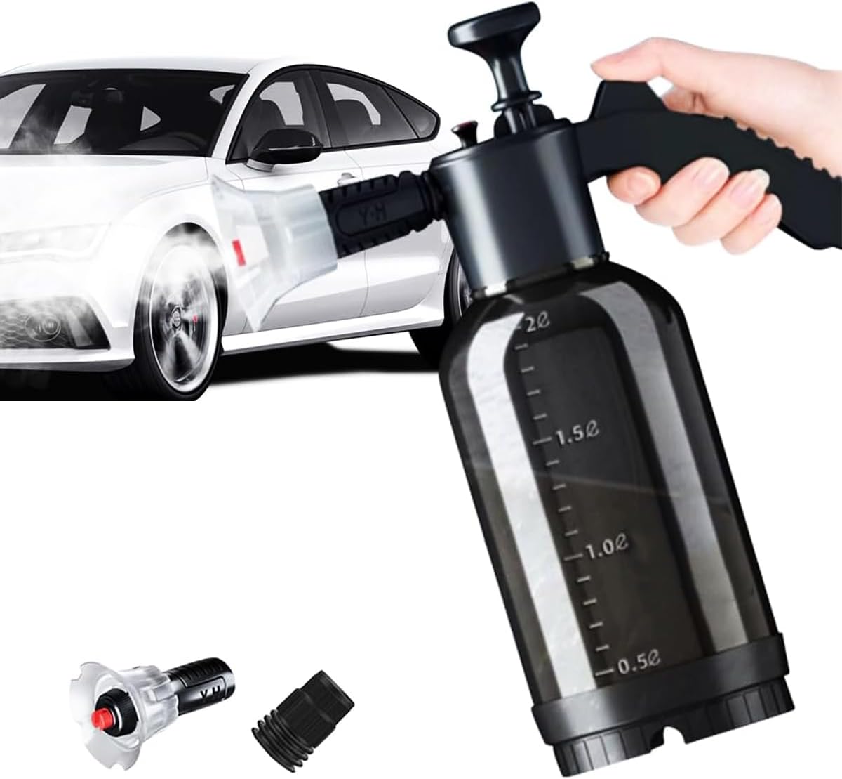 Snow Foam Pump Atomizer for Land Rover Discovery 4 Gen, Hydro Spray Bottle Snow Foam With Two Nozzles Snow Foam Bottle Car Spray Bottle,A/Black