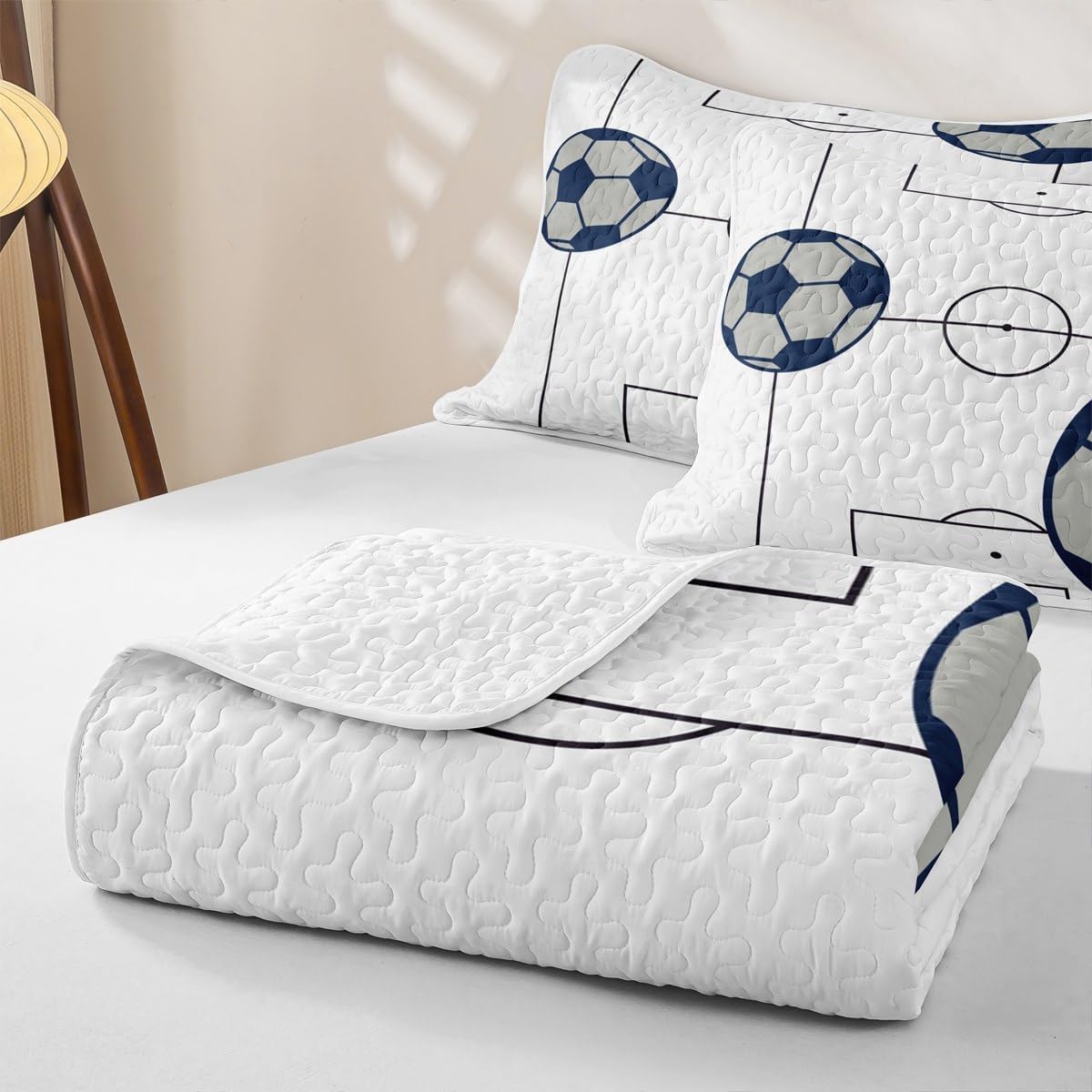 Feelyou Soccer Quilt Set Queen Size Kids Boys Girls