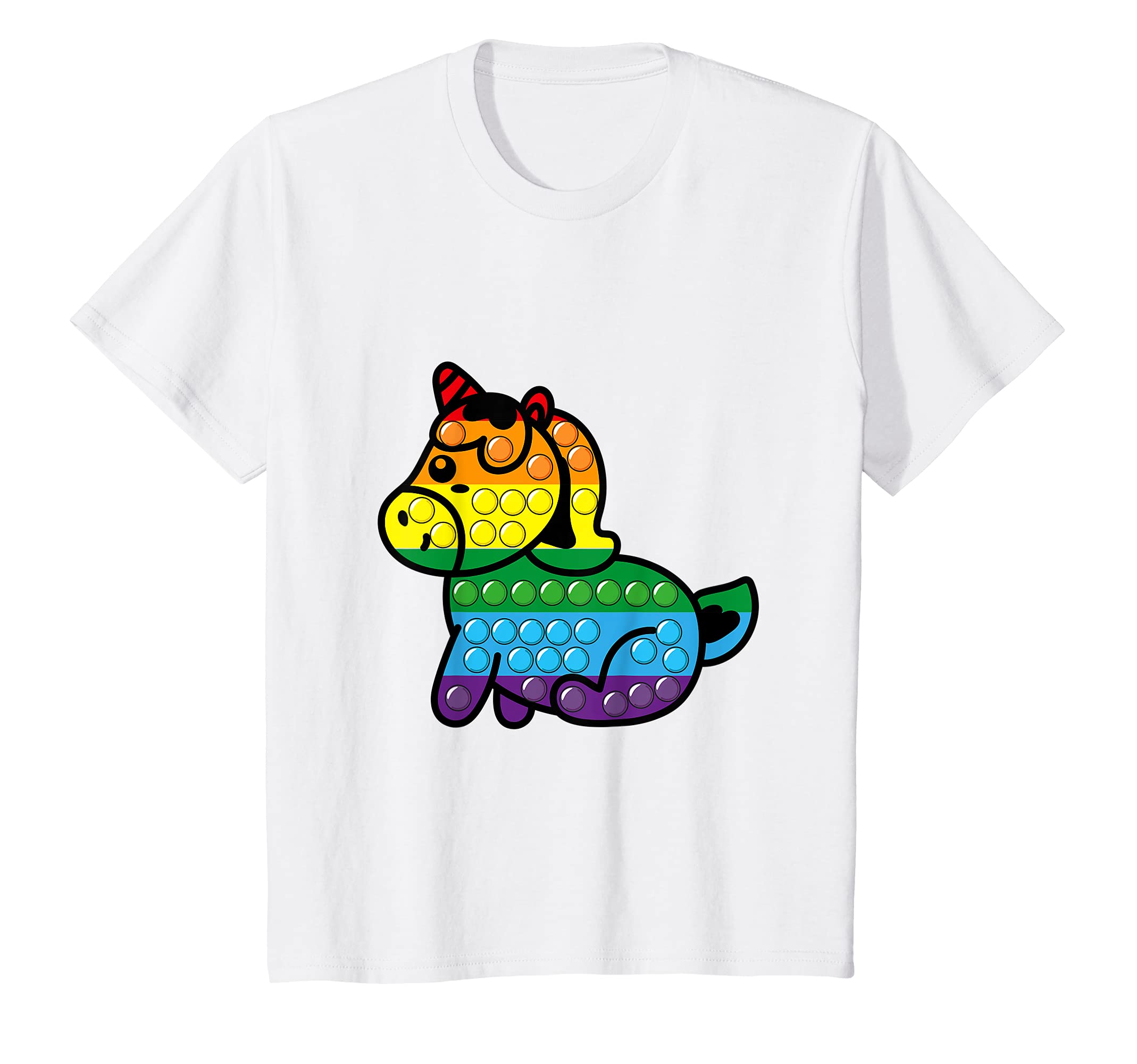 Youth Unicorn Fidget Pop It Anxiety ADHD T-Shirt, White, 2