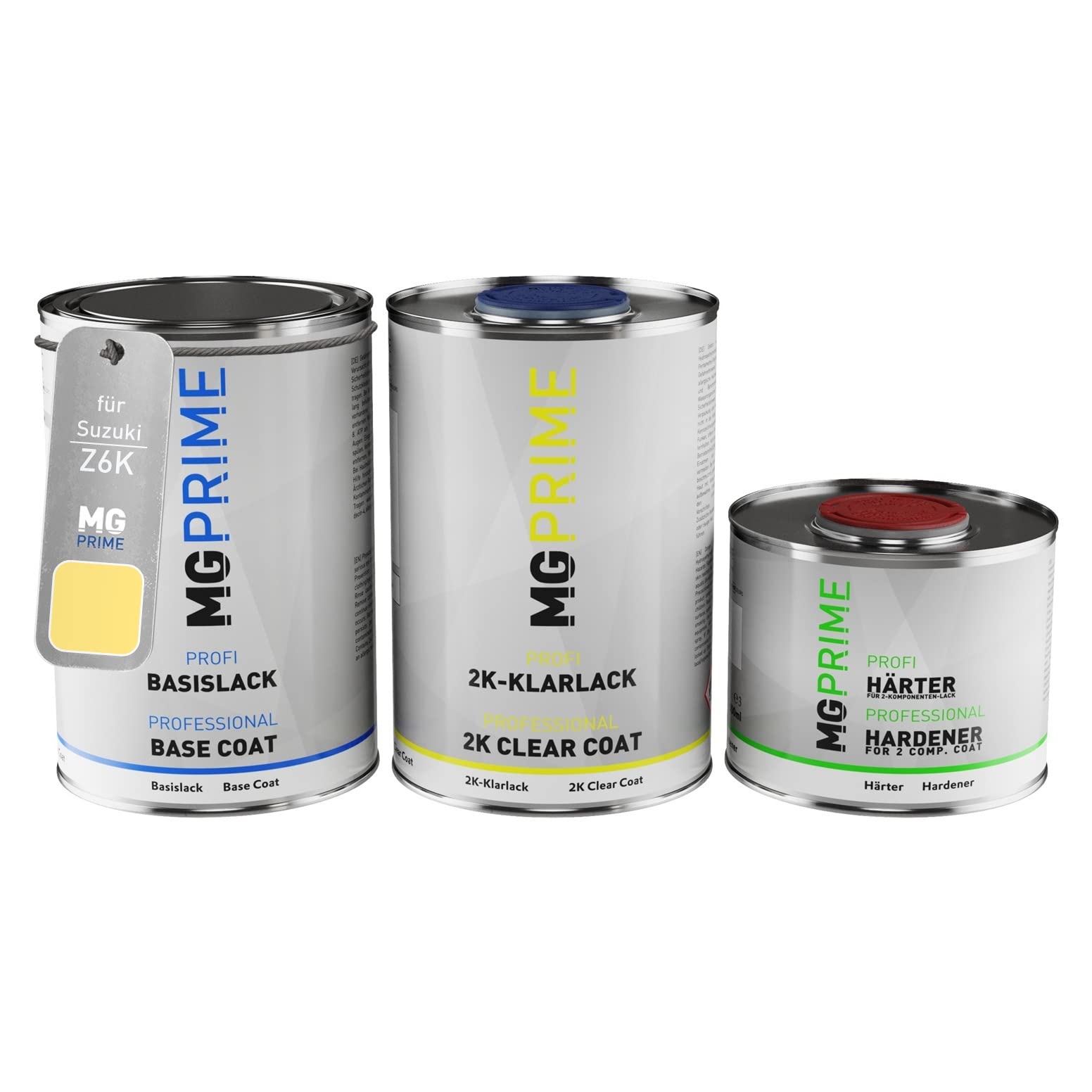 MG PRIME Car paint Can set for Suzuki Z6K Mimosa Yellow Base coat 2K clear coat hardener ready-to-spray 2.5l