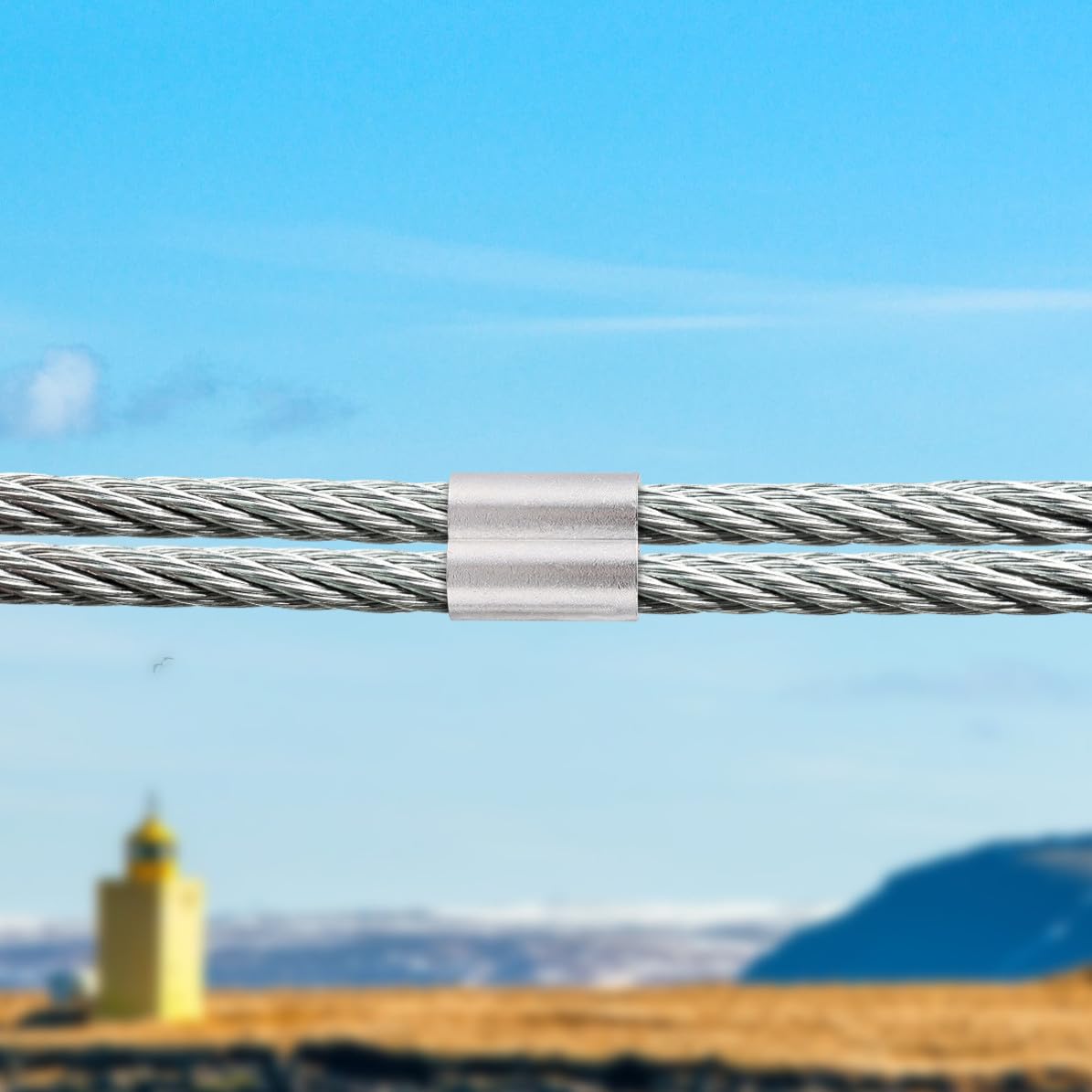 de Abrazaderas Piezas Resistentes Corrosión de Cable de Acero Inoxidable 320 con Manguito de Aluminio Doble Orificio para Bodas y Trabajos Agrícolas