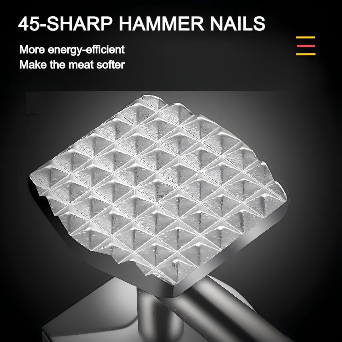 AMOZO Meat Tenderizer 304 Stainless Steel Meat Hammer – Premium Meat Tenderizer Mallet Stainless Steel – Pounder For Tenderizing and Pounding Steak, Beef And Poultry,Dishwasher safe.