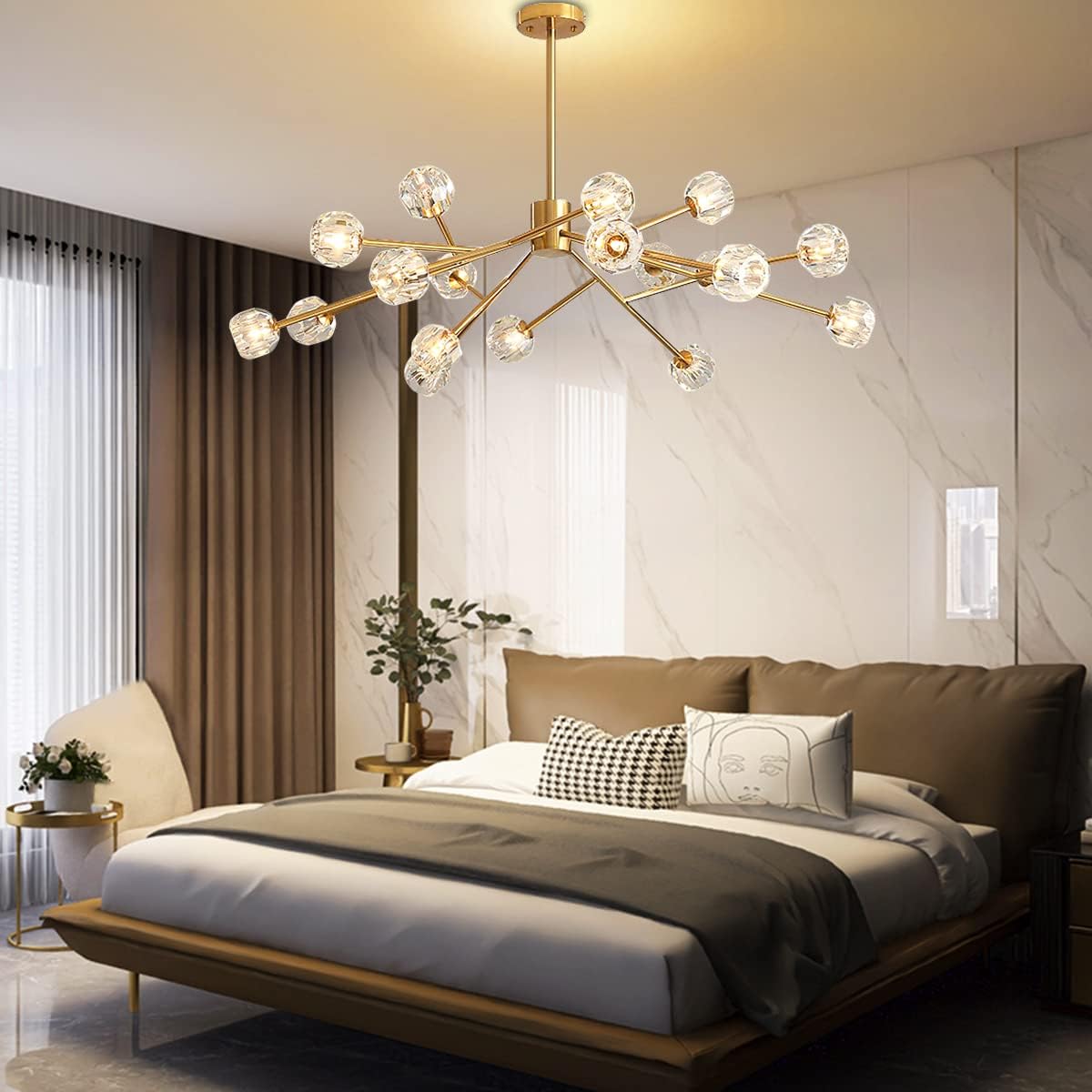 Crystal Chandeliers Modern Chandeliers Crystal Pendant Light with 18 Lights Chandeliers Extra Large Ceiling Light Fixtures for Dining Living Room, G9 Bulbs Included