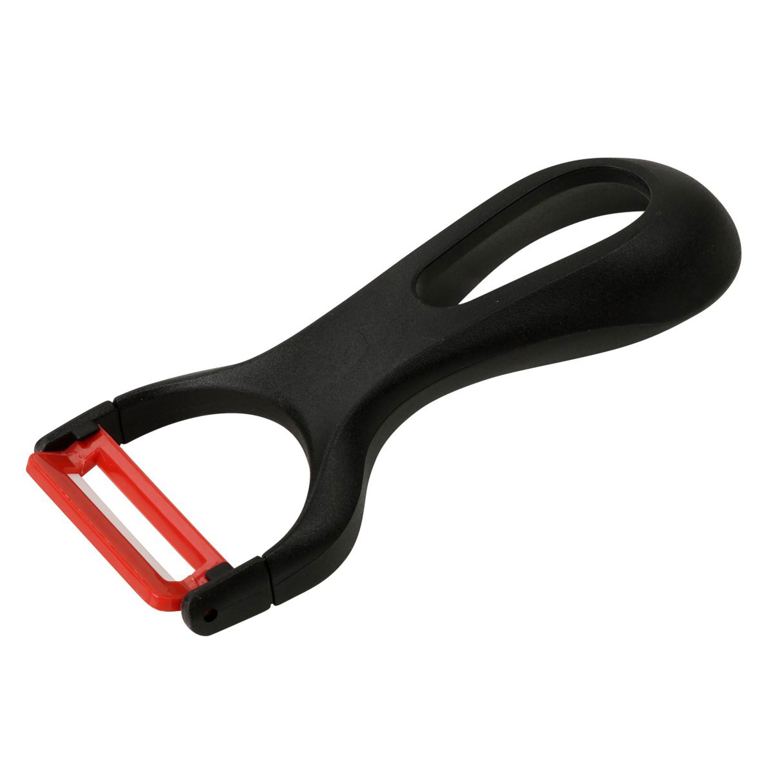 Fackelmann Y-Peeler, Potato Vegetable Peeler, Ceramic Blade & Plastic Handle, 13.5x6.1cm, Grey & Red