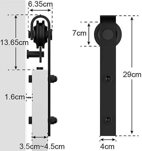 Miniatura 5 de WINSOON El kit de rodillos negros para perchas antiguas incluye guía de suelo, tapones de puerta, tornillo, bloque antisalto, herrajes para puertas