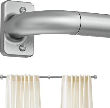 GXOACKJ Silver Curtain Rods for Windows 28 to 48, 1 inch Adjustable Heavy Duty Curtain Rods, Blackout Wrap Around for Bedroom, Kitchen and Outdoor Patio