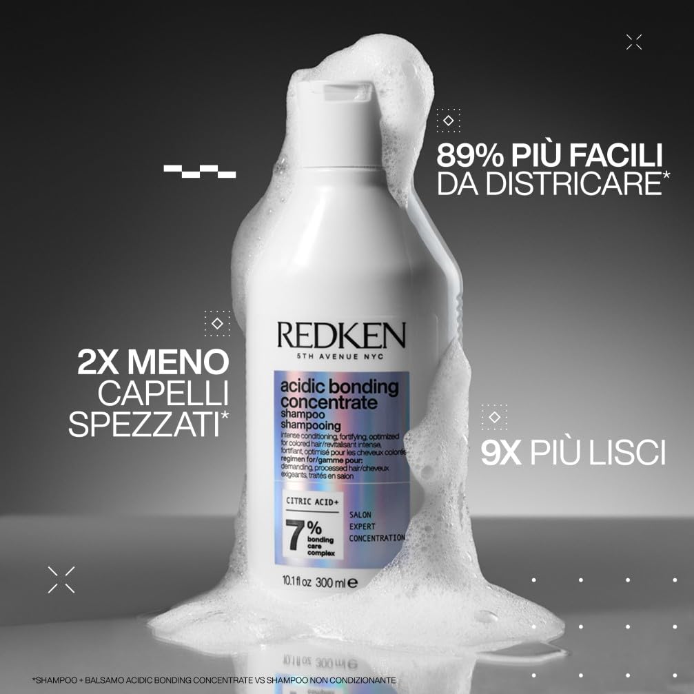 Redken | Shampoo professionale Acidic Bonding Concentrate ABC, Azione Riparatrice, Per Tutti i Tipi di Capelli Danneggiati