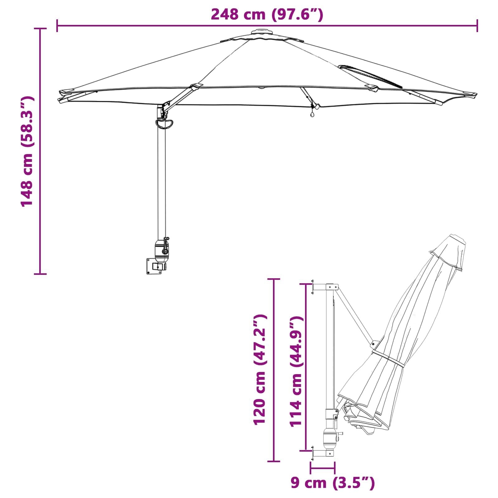 vidaXL Parasolka ogrodowa Zielony 248 x 248 x 148 cm Poliester i Stal