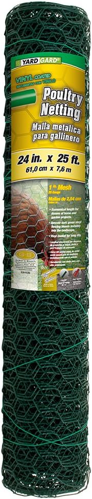 Mat 24" X 25' 1" Mesh PVC Coated Green Poultry Netting 308452B