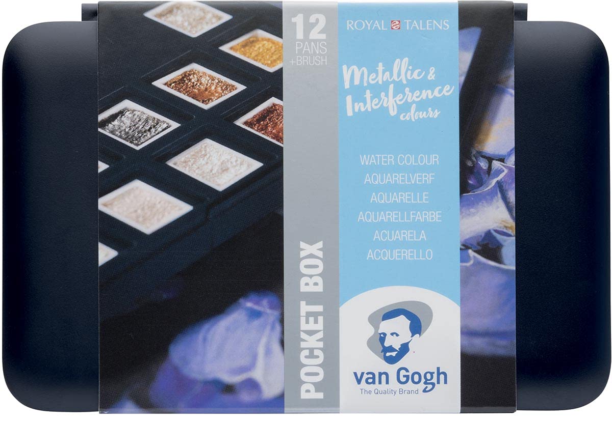 Van Gogh Pintura para acuarela, 12 monos, color metálico e interference, 5 unidades