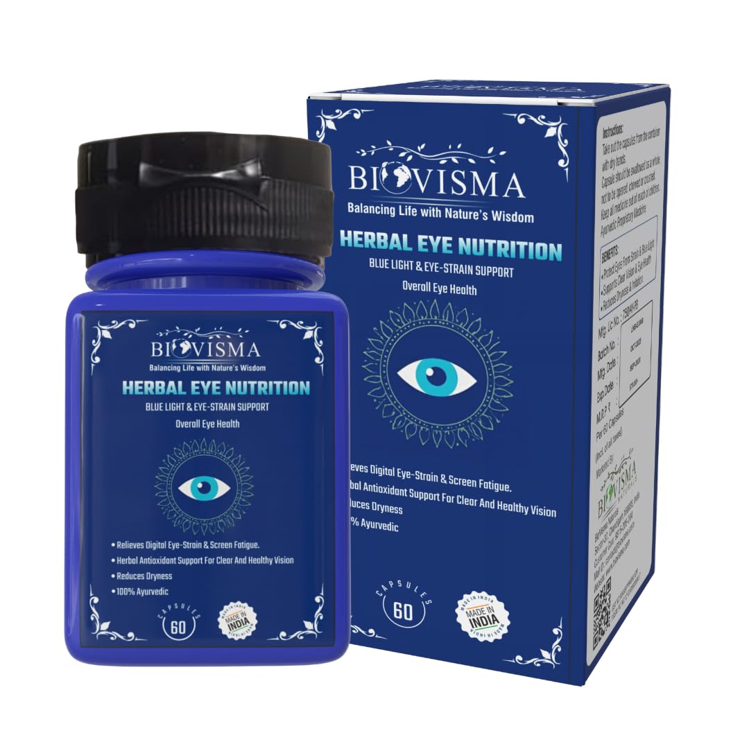 Herbal Eye Nutrition | Protects Eyes from Strain & Blue Light | Supports Clear Vision & Eye Health | Reduces Dryness & Irritation | 60 Capsules