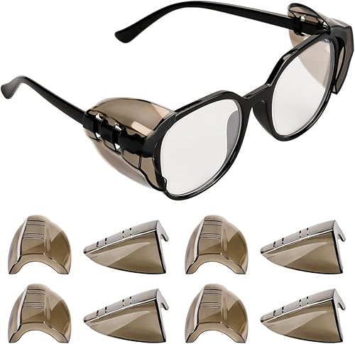 Miniatura 7 de YunTuo 24 pares de protectores laterales para lentes graduados, se adapta a anteojos pequeños a medianos (2, marrón)