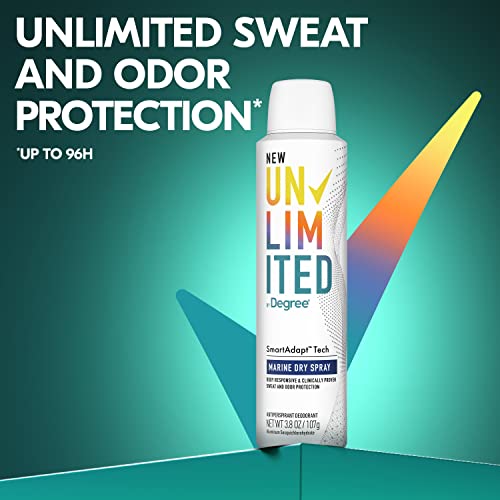 Degree Unlimited Antiperspirant Deodorant Dry Spray Marine 2 Count Long-Lasting Sweat & Odor Protection With Antiperspirant Technology Smartadapt Tech 3.8 Oz #TOP3