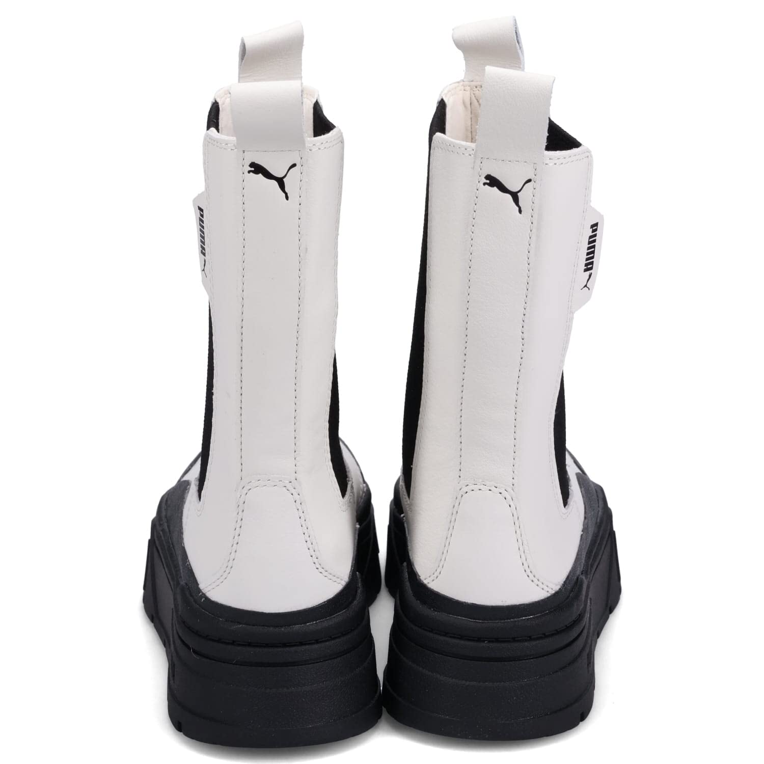 Puma sztyblety skórzane Mayze Stack damskie kolor biały na platformie 386272-01
