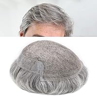 Vista 11 de Sistema de cabello de encaje francés para hombres, pieza de cabello humano real, encaje frontal, tupé, nudo blanqueado, línea capilar natural