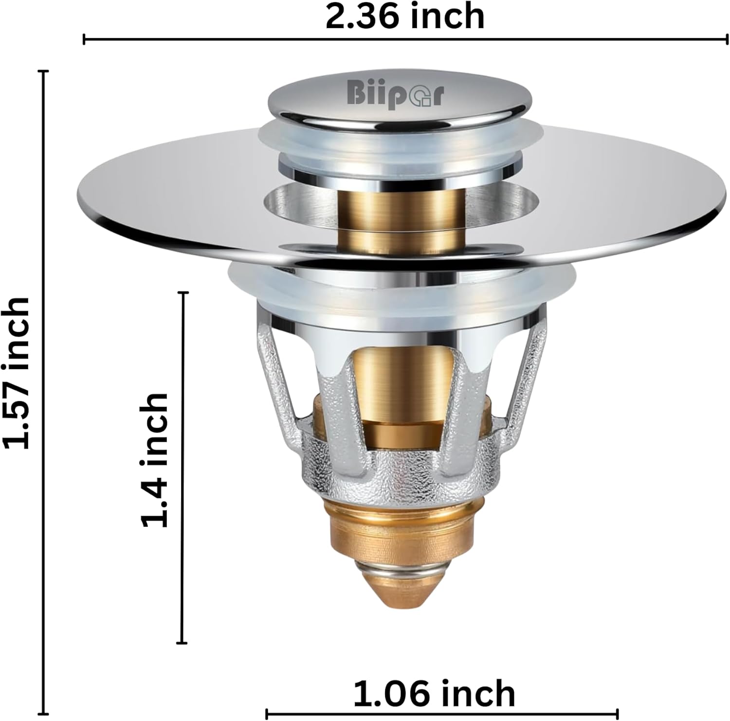 Universal Bathroom Sink Stopper, Sink Drain Strainer, Pop up Drain Hair Catcher, for 1.04-1.97 Inch Drain Hole, Anti Clogging Stainless Steel Drain Plug Water Stopper