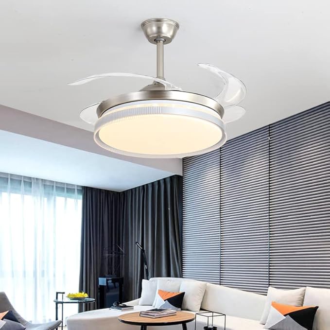 LCJQ Plafondlamp met ventilator en afstandsbediening (Onzichtbare heldere PVC-bladen Ventilatorlamp voor keuken, woonkamer, eetkamer) photo 2