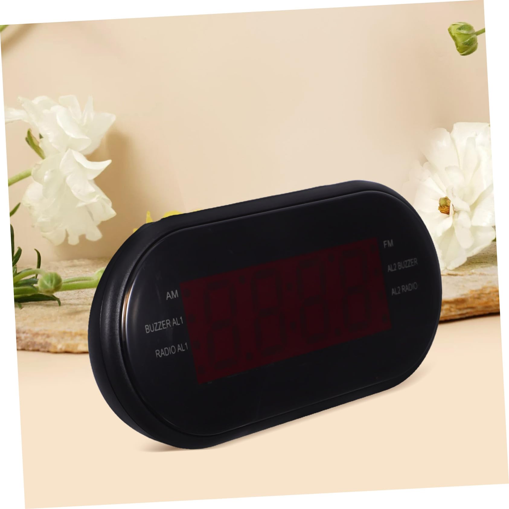 LABRIMP Radio Reloj Despertador Digital Am/FM con Doble Alarma Rojo | Proyección de Hora, Temporizador de Sueño, Plástico, Radio Am, Pantalla Curva