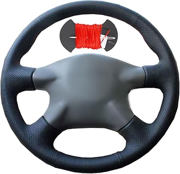 Microfiber Leather Car Steering Wheel Cover Anti-Slip Stitch Wheel Wrap Fit for Nissan XTrail T30 2001-2007 Terrano 2 2002-2006 Paladin 2004-2013 Renault Samsung SM3 2005 Infiniti M45 2003-2004,Red