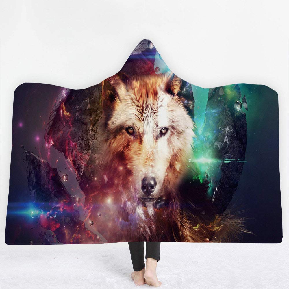 Plaid à capuche loup pour la pause déjeuner au bureau et les moments cocooning canapé