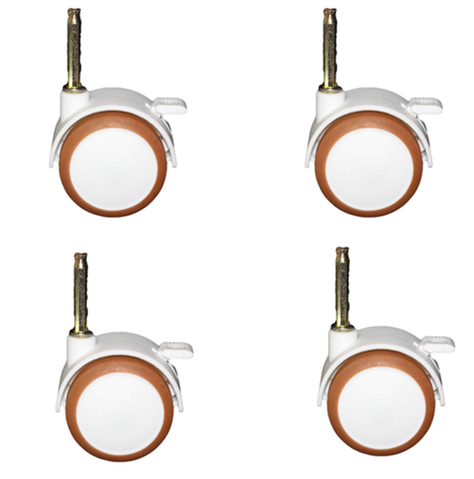 Lot de 4 roues blanches pour berceau, roues pivotantes, roues pour meubles, roues en émail, silencieuses avec frein, 2 pouces