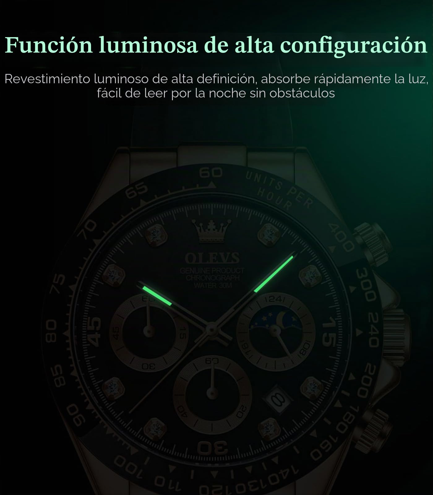 OLEVS Relojes de Lujo para Hombre, cronógrafo, Impermeable, Luminoso, analógico, de Cuarzo, clásico, de Negocios, para Hombre, marrón, Casual y de Negocios