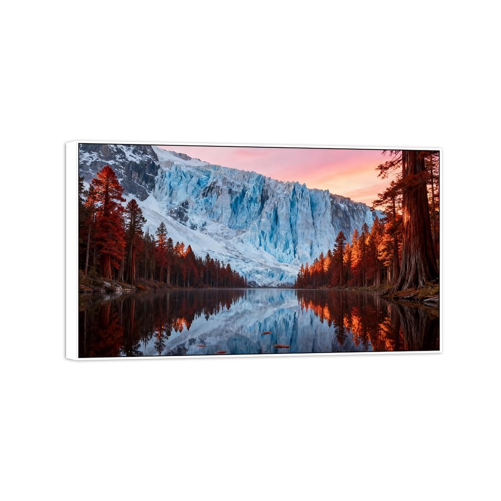 Landscape Canvas Prints Mountain Lake 14. Home Decor 40x70cm White Frame