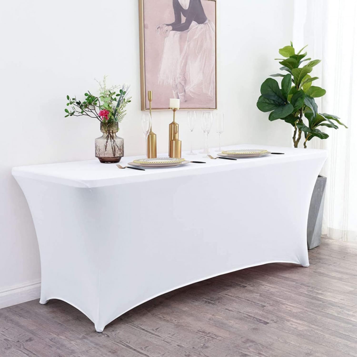 7H SEVEN HOUSE Mesa Plegable 240cm Blanca + Funda Catering 7house