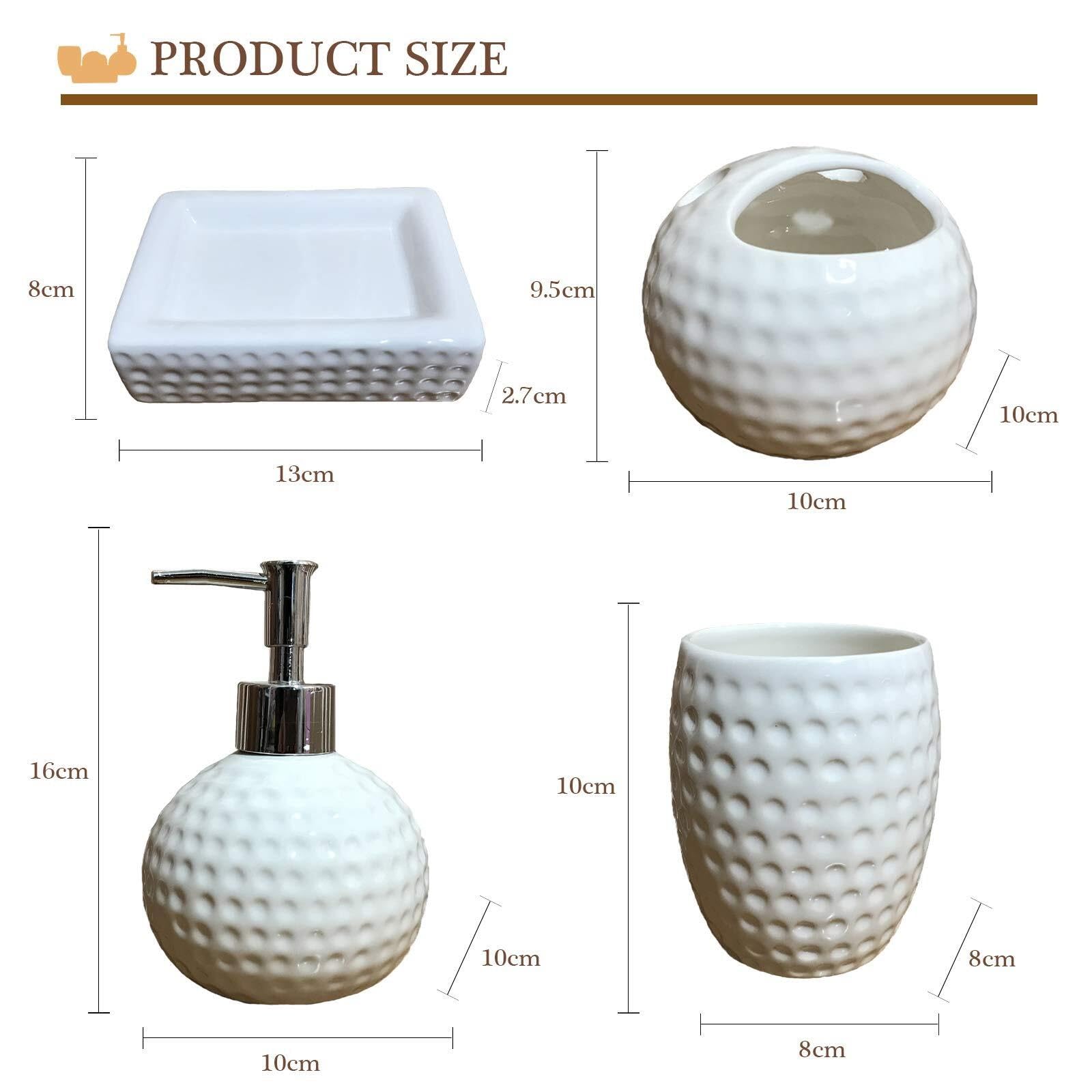 Zestawy łazienkowe Akcesoria 4-częściowy ceramiczny zestaw akcesoriów łazienkowych zawiera dozownik balsamu do mydła, kubek do naczyń i uchwyt na szczoteczkę do zębów, wiktoriański wystrój (Wei)