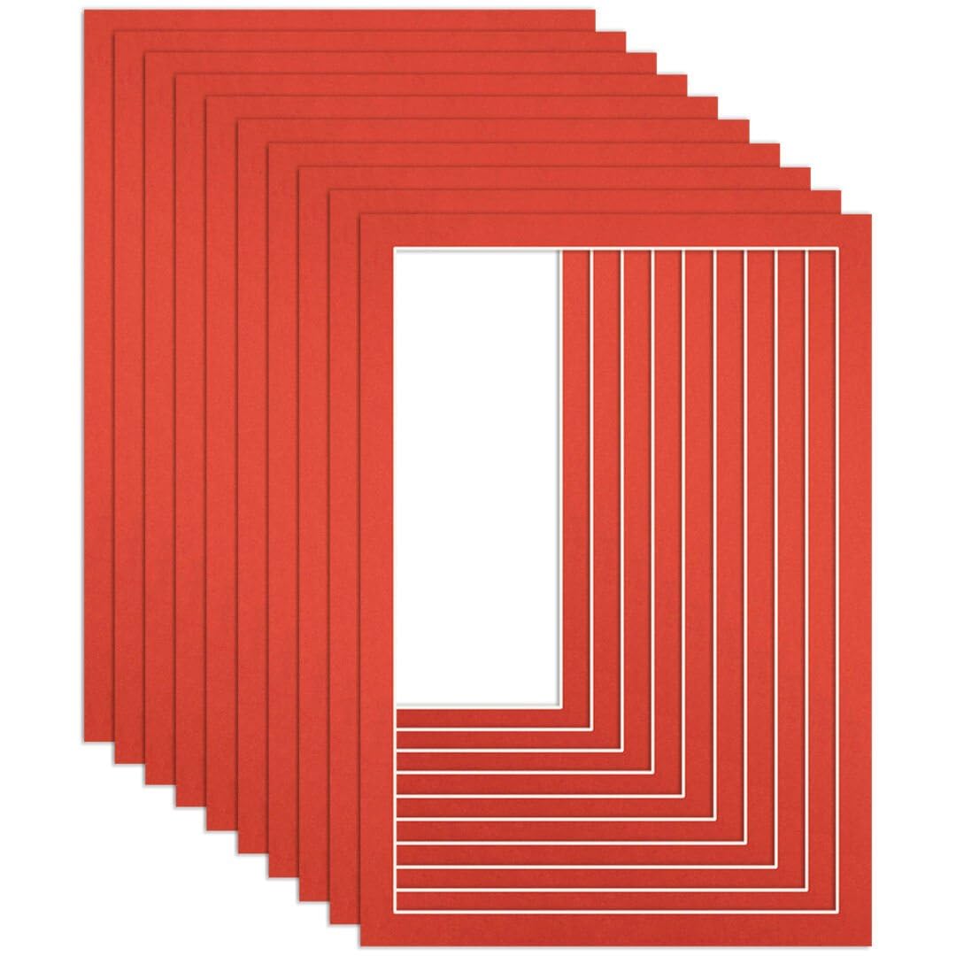 Procut Global 100x70cm Poppy Red Picture Mounts to Fit 90x60cm Aperture - Precision Cut Cardboard Photo Mount - Ideal for Frames, Prints, Artwork & Certificates - Sizes & Colours Available - 10 Pack