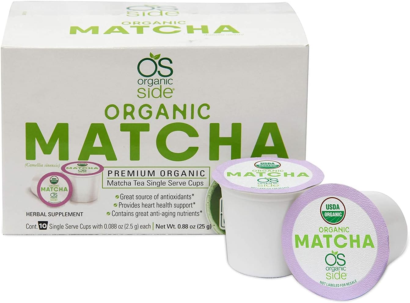 greenside Detox Herbal Tea Single Serve Cups Matcha - Contains Anti-aging nutrients and Antioxidants - Herbal Body Supplements - 10 Cups (3-gram Serving/cup)