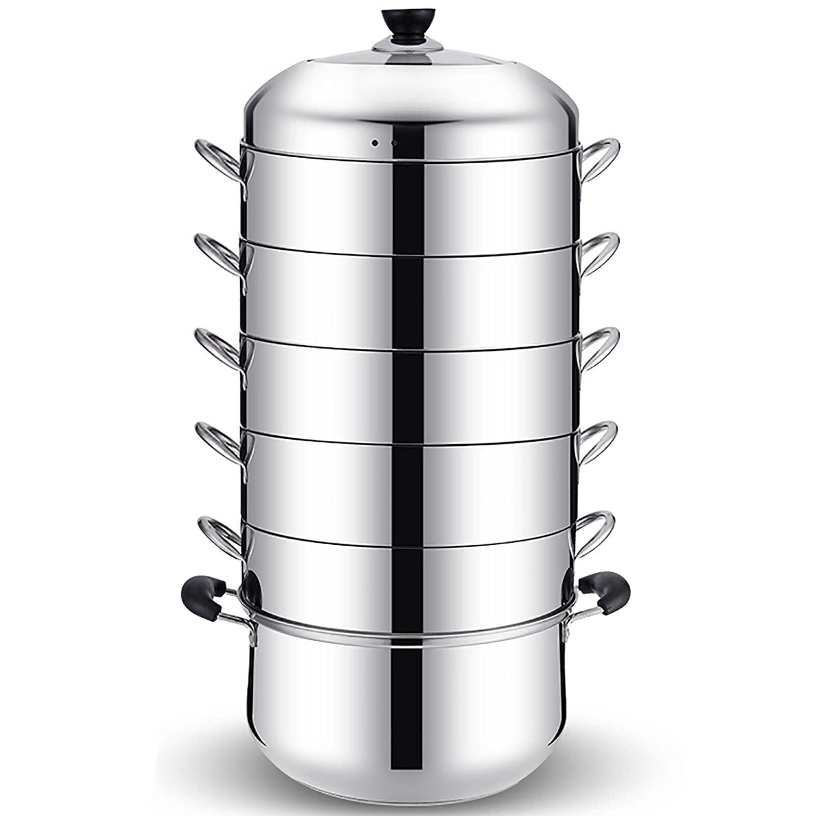 GTHTUHFD Stainless Steel Steamer Pot With Lid, Multi-Use Soup And Rice Cooker, Compatible With All Stove Types,36Cm,36Cm (Size_Name 38Cm),size_name-38cm
