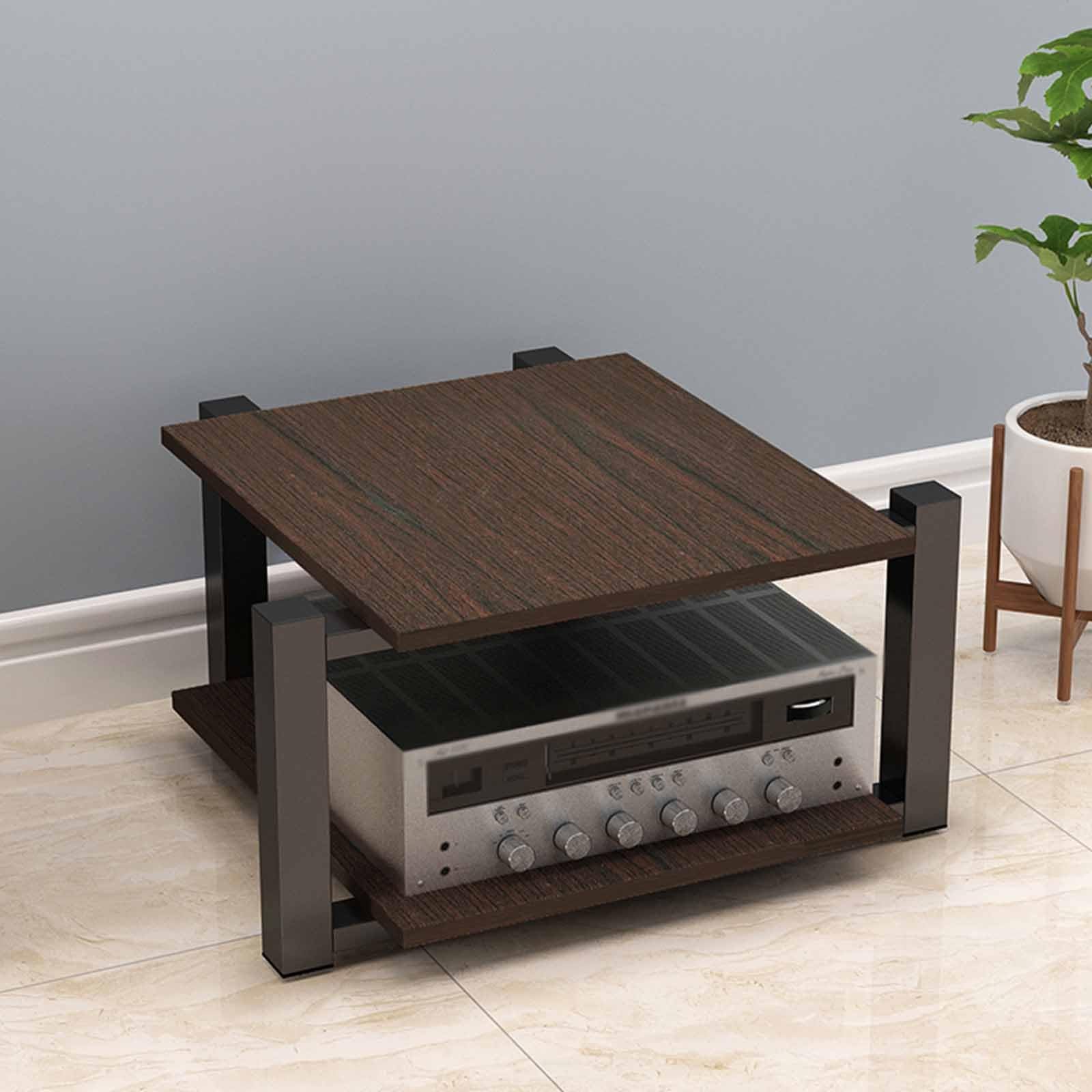 Soporte AV para reproductor de CD y receptor, mueble de entretenimiento de 25 cm en nogal oscuro