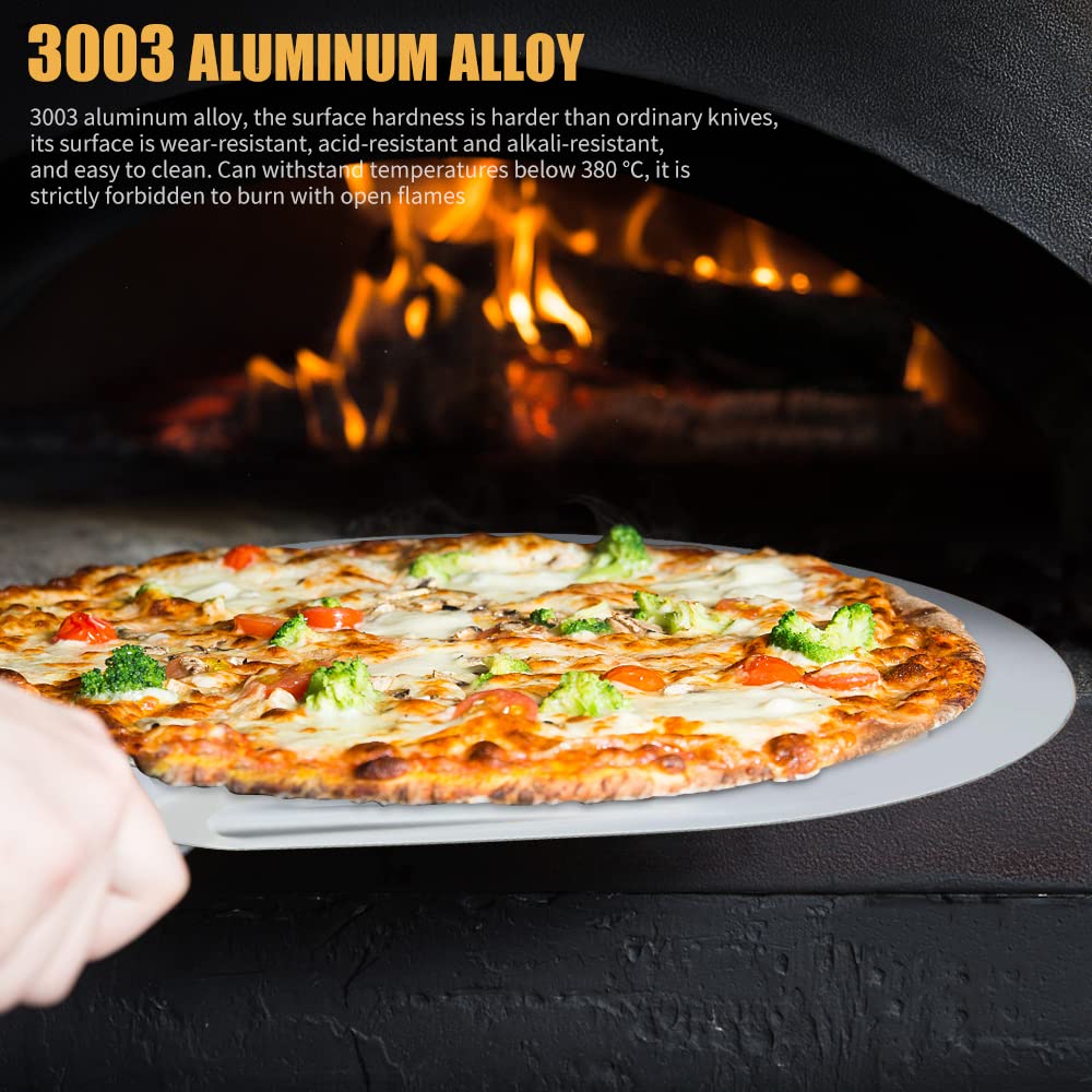 Pala Per Pizza Pala For Pizza In Alluminio Di Alta Qualità Strumenti For Sollevare Bucce Manico In Legno Antiscivolo Torta Pane Paletta Formaggio Tornitrice Accessorio(10in with 40cm hand)