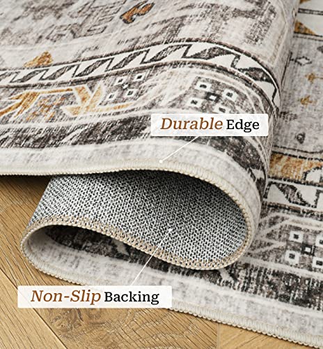 Befbee 6X9 Area Rugs For Living Room - Stain Resistant Non-Slip Backing Machine Washable Rugs For Bedroom - Boho Persian Large Area Rug (Brown/Gold, 6'X9') #TOP3