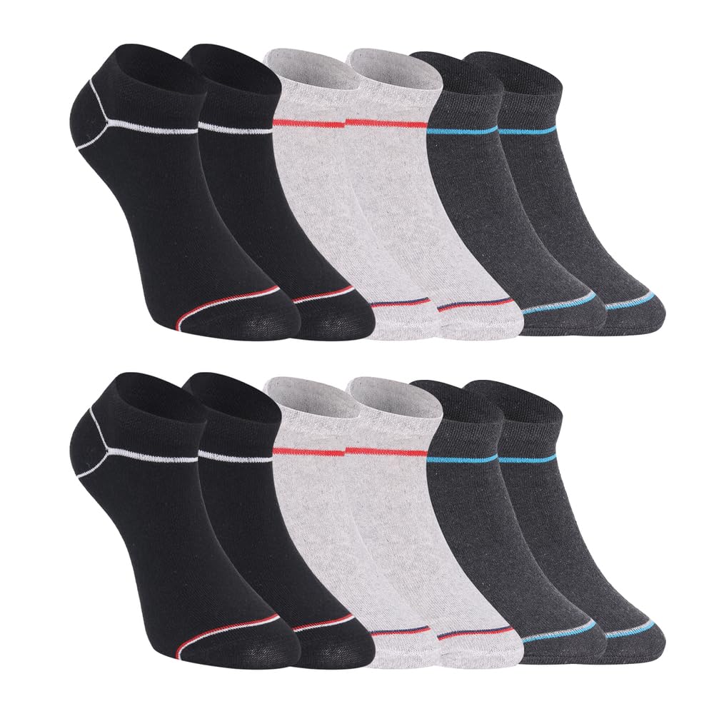 6 Pairs Striped Design Cotton Ankle Length Socks for Men & Women | Combed Cotton with Soft Breathable | Suitable for all Season, Daily Use| Multicolor | Free Size | Pack of 6 Pairs-image-2