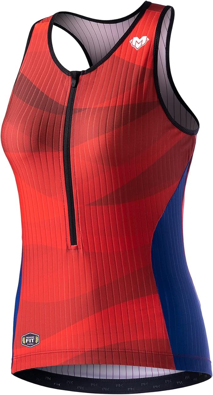 MY KILOMETRE Womens Triathlon Top Tri Singlet Racerback Performance Triathlon Top with Back Pockets