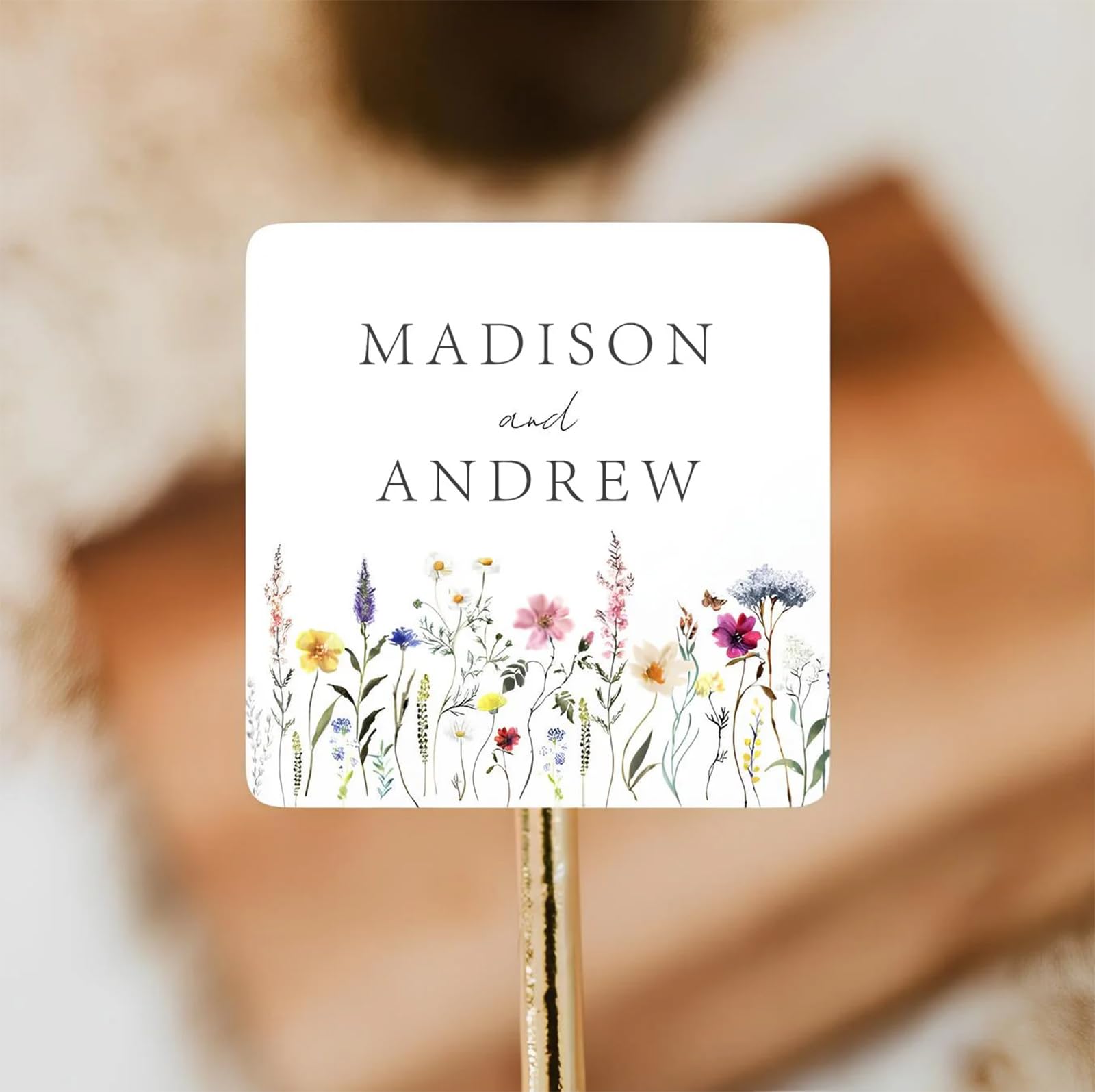 100Pcs Personalized Wedding Stickers,Custom Square Wedding Sticker,Wedding Thank You Stickers,Customizable Wedding Sticker (4.5cm)