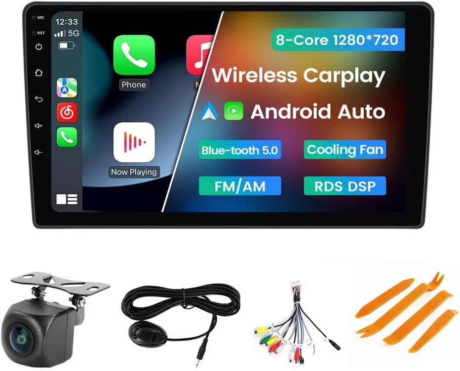 Radio for Chevy Silverado GMC Sierra 1999-2002 2GB RAM 64GB ROM, Biorunn 9 Inch Touchscreen Stereo Head Unit Wireless Car-Play Android Auto Blue-Tooth GPS Navi WiFi FM SWC RDS Blue-Tooth WiFi