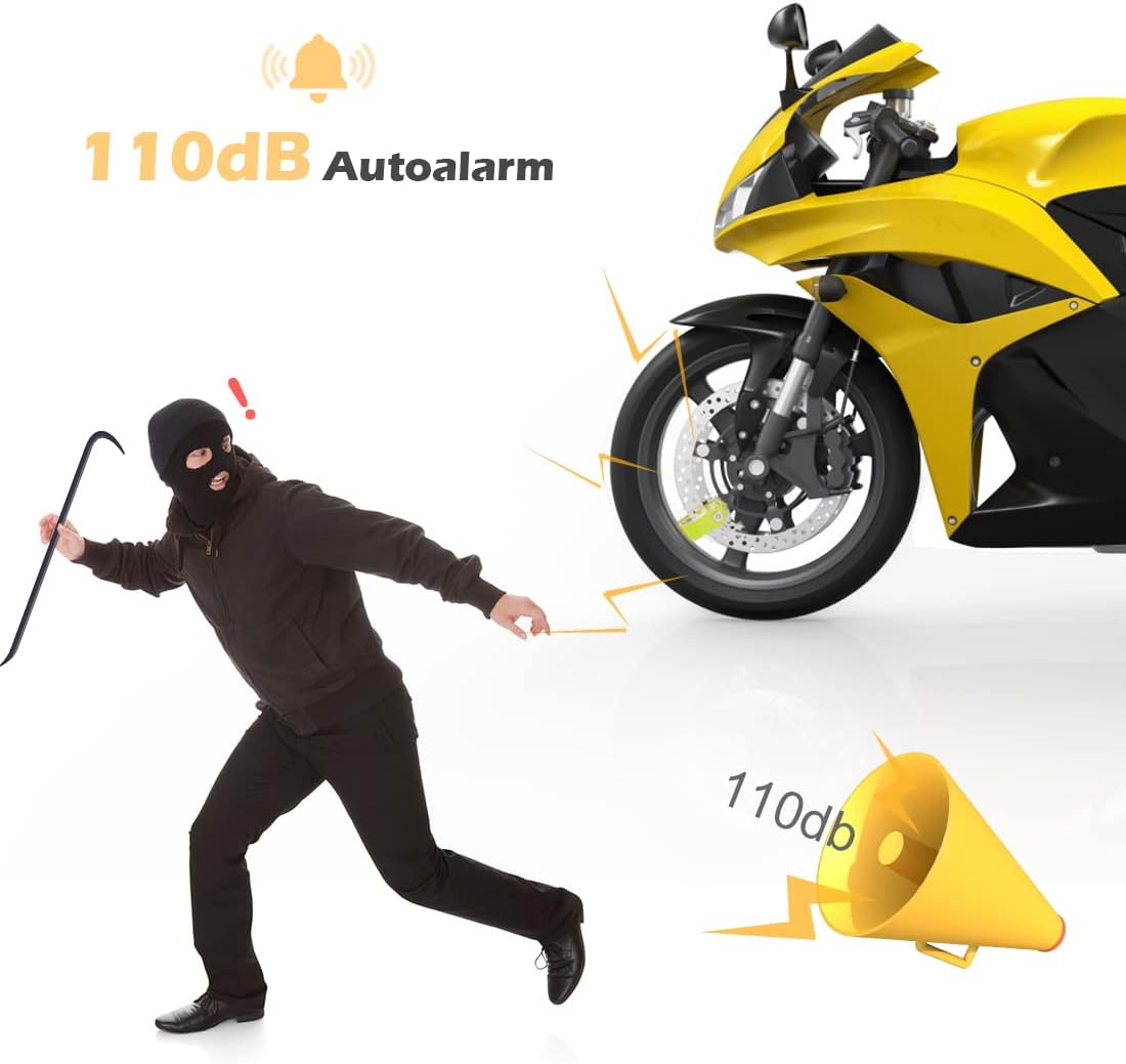 Best Review Disc Lock Alarm with 5FT Reminder Cable, AGPTEK 110db Anti-Theft Motorcycle Alarm Padlock Waterproof with Lock Pin Carrying Bag for Motorcycles Bikes Scooters, Green