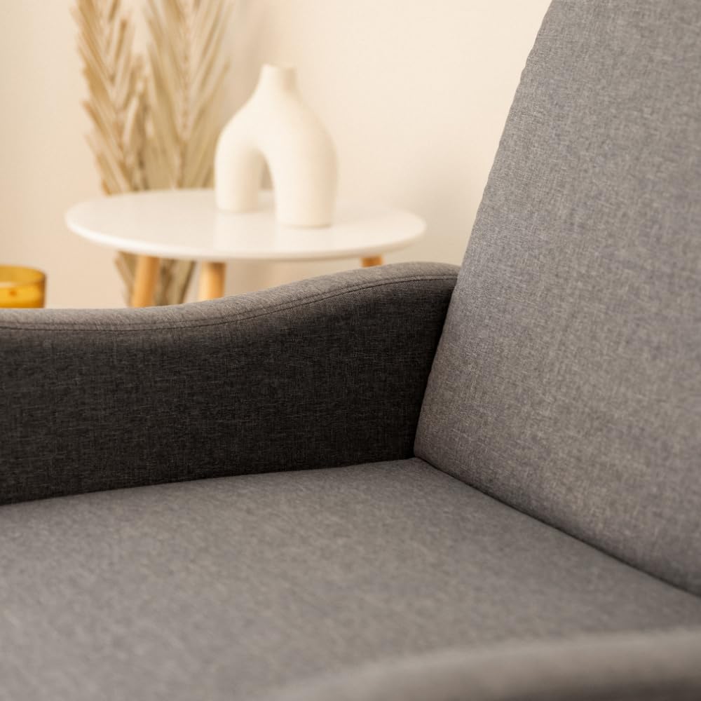 Nalui- Sillon Cama Buddy 92x97x90cm con Respaldo Ajustable 2 Posiciones y Almohada. Sofá Cama 1 Plaza 3 en 1 de Lino, Soporta hasta 200Kg. Sofá Cama Individual con Reposabrazos, Marengo