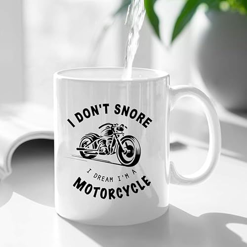Miniatura 3 de Taza de motocicleta con texto en inglés "I Don't Snore I Dream I'm A", regalo de cumpleaños para amantes de la motocicleta, regalo de motociclista
