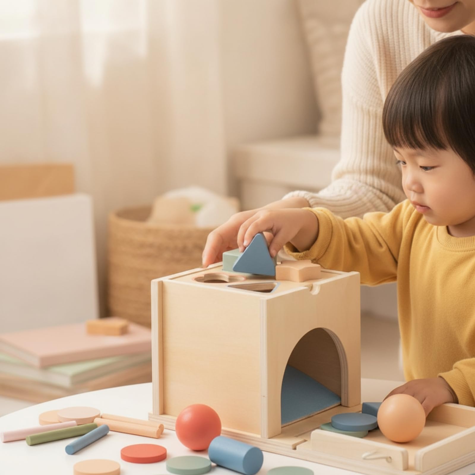 kowaku Caja Actividas Educativo con Banja Frontal Interactivo Juguete Caída Monedas y Bolas con Paneles Intercambiables