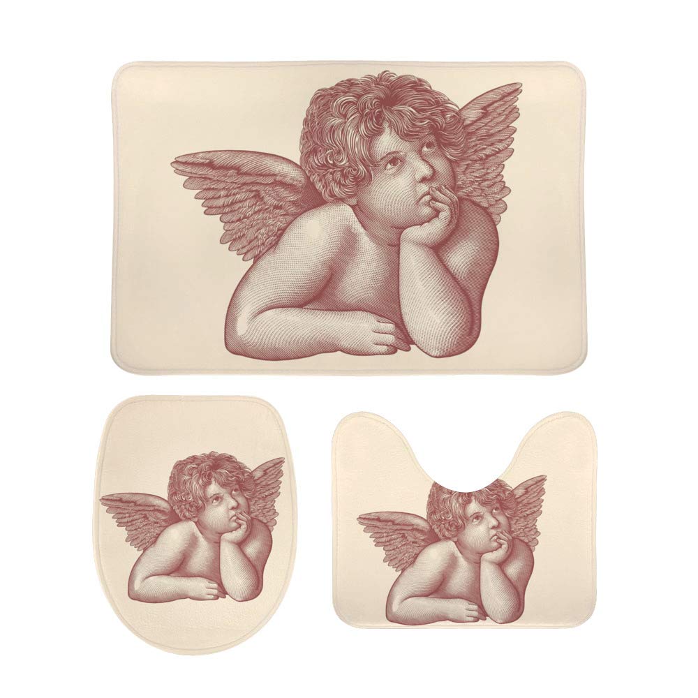 Amazon.com: Kuizee Bath Rug Set 3 Piece Angel Cherub Hand