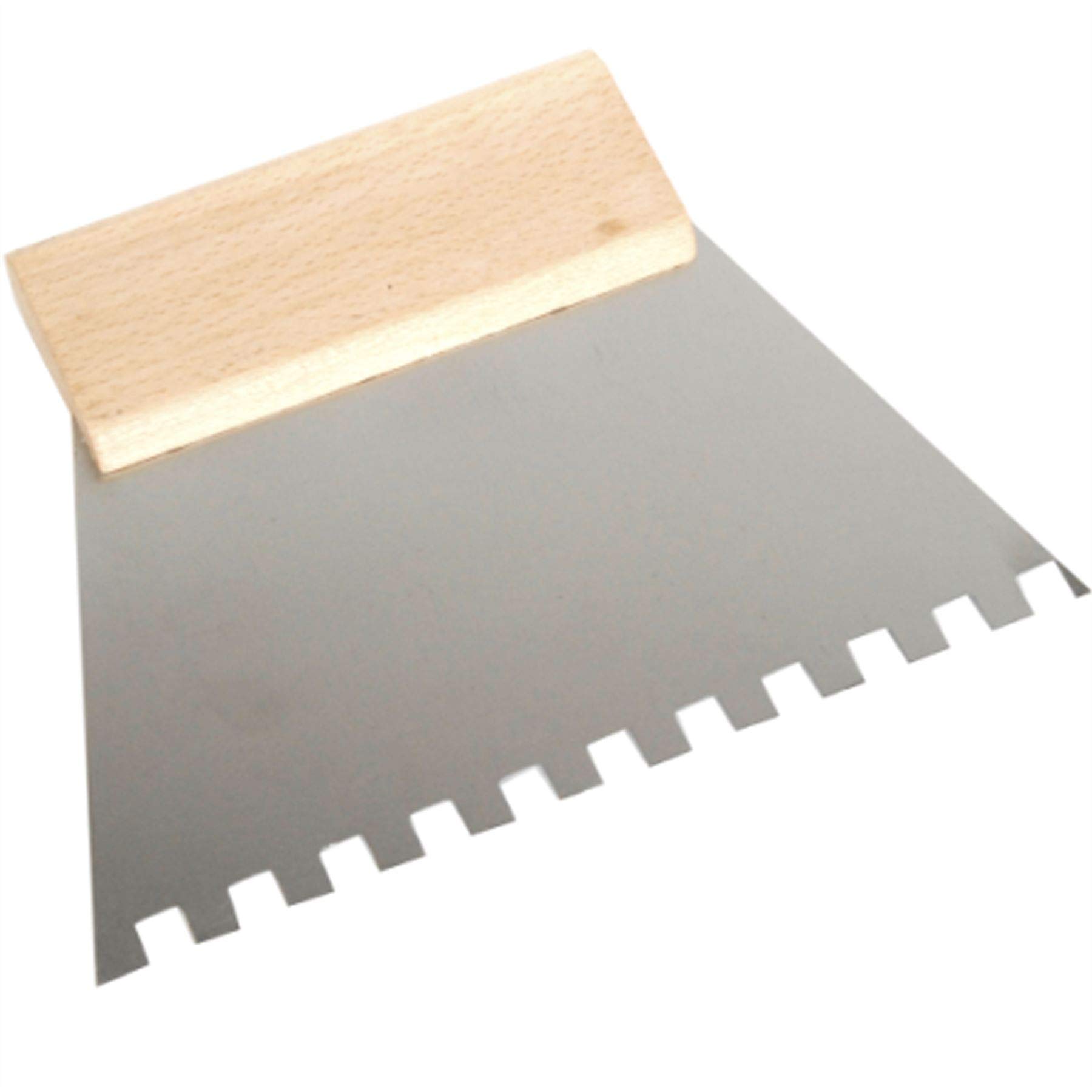 Toolty Multi-Colour Steel Trowel, 180Mm, 4X4mm Notch - Wooden Handle - For Adhesives, Mortars And Tiles - Diy - Tlty-0932