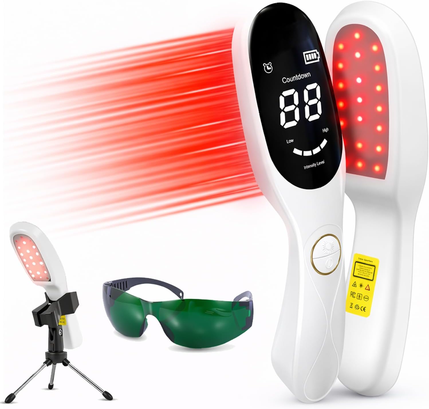 Cold Laser Therapy Device for Humans & Pets, Low Level Laser Therapy (LLLT) Wand with 808nm-Near-Infrared +650nm-Red-Light,4 Modes & 2 Timers, Portable for Joints, Back, Knee & Muscle with Stand